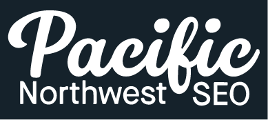 Pacific Northwest SEO logo with modern design blue background white font